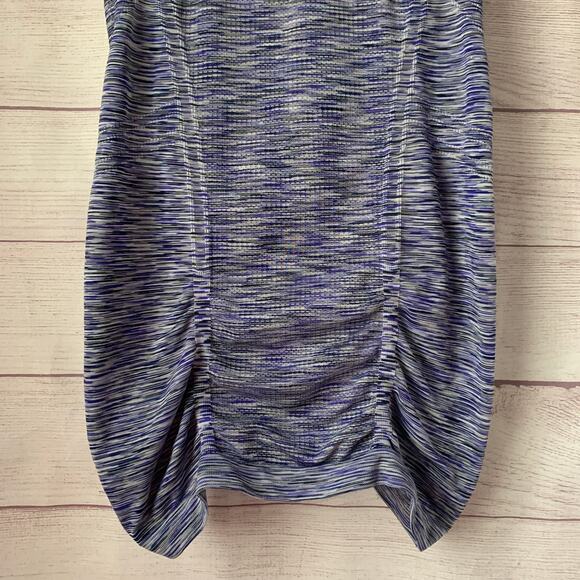 Athleta Blue Space Dye Sleeveless Athletic Shirt Ruched Bottom - Picture 3 of 10